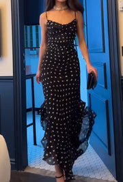 Ruffled Polka Dot Brace Dress