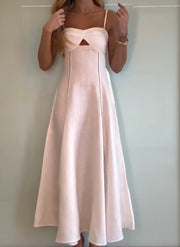 Elegant Sexy Large Swing Dress Hollow Split Sling Long Dress