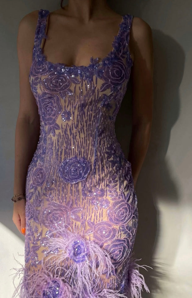 Fashion Sexy Sling Embroidery Beads Sequins Dress