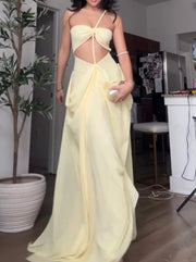 Sexy One-Shoulder Spaghetti Straps Chest Wrap Hollow Dress