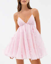 Sexy Pleated Deep V Three-Dimensional Flower Sling Dress