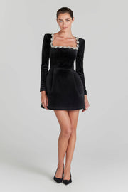 Sexy Elegant Rhinestone U Collar Black Temperament Dress