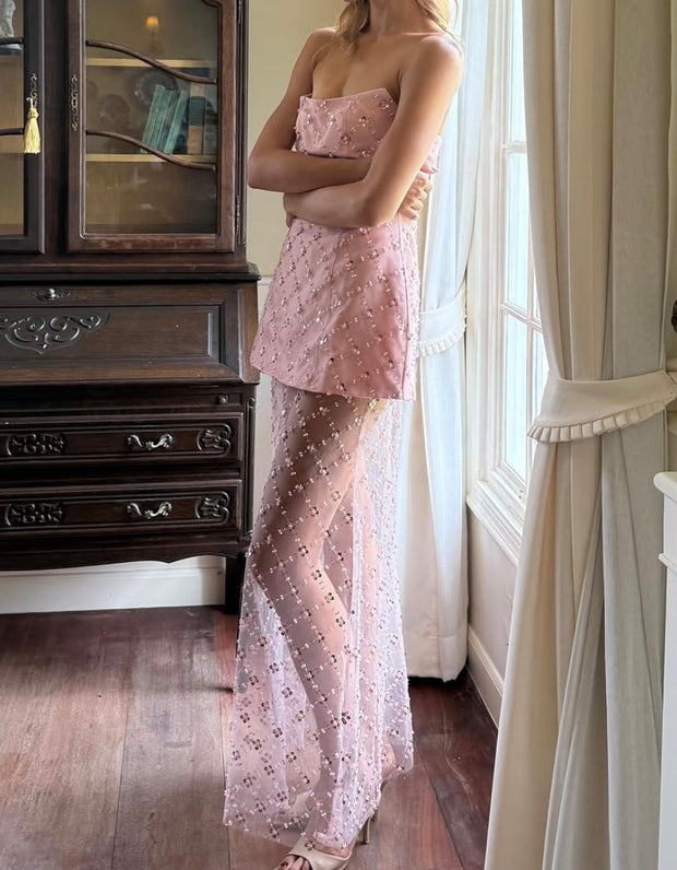 Temperament Mesh Rhinestone Dress