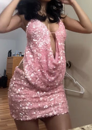 Sexy Sequined Suspender Mini Skirt Suit
