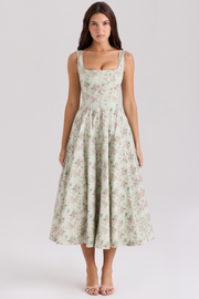 Spring Sexy Spaghetti-Strap Floral Print Tied Dress