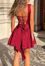 Socialite Temperament Sexy Jacquard a Swing Backless Bow Dress