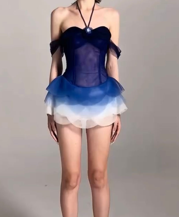 Sexy Halter Two Colors Slightly See-through Skirt
