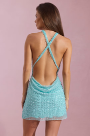Sexy Halter Cross Bead Suit Skirt