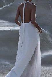 Sexy Temperament V-neck Halter Sleeveless Dress