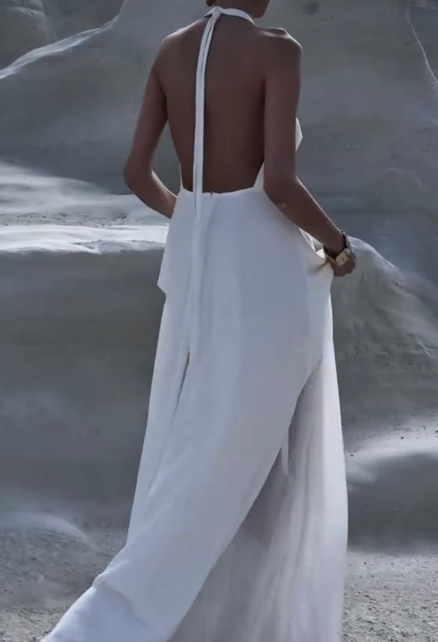 Sexy Temperament V-neck Halter Sleeveless Dress