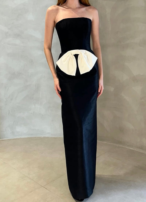 Graceful and Fashionable Waist Bow Hip Bag Dress