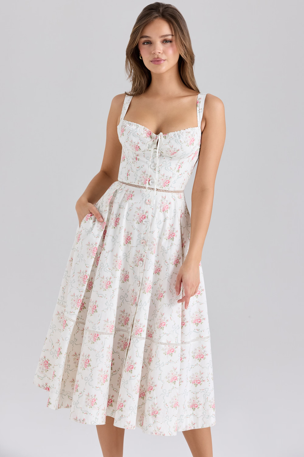 Summer Sling Tied Business Floral Dress