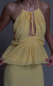 Sexy Halter Hollow Sleeveless Patchwork Long Dress