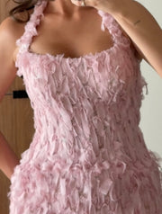 Sexy Suspenders Flowers Hip Wrap Dress