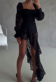 Sexy Temperament Long Sleeve Lace Dress