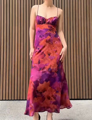 Sexy Print Sling Backless Dress
