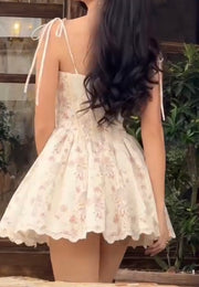 Floral Lace Splicing Sling Girdle Dress