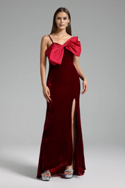 Sexy Strappy Bow Slim-Fit Slit Dress