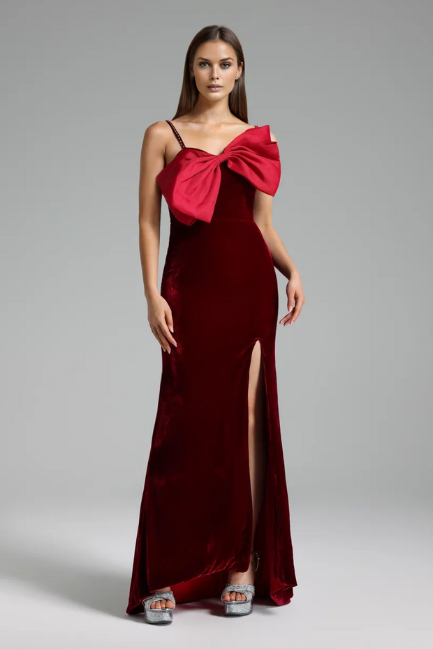 Sexy Strappy Bow Slim-Fit Slit Dress