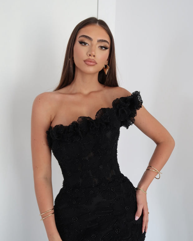 Sexy Solid Color Elegant Shoulder Sleeveless Waist Slimming Dress