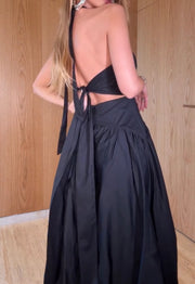 Elegant Slim-Fit Slimming Halter Cinched Sleeveless Dress