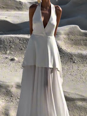 Sexy Temperament V-neck Halter Sleeveless Dress
