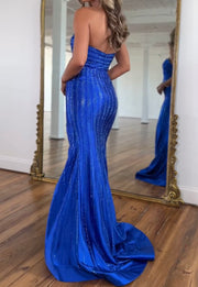Sexy Temperament Chest Wrap Glitter Split Dress
