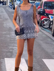 Casual Suspender Button Skirt