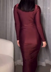 Sexy Long Sleeve Hollow-out Tight Sheath Dress