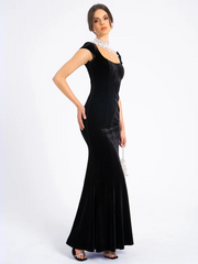 Sexy Noble Slim-Fitting Patchwork Pearl Luxury Dress