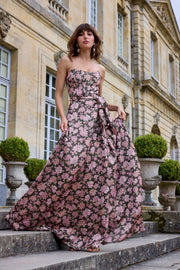 The Cecilia Dress in Chocolate Peony Print