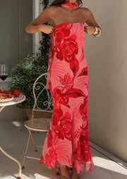 Sexy Bandeau Slim-Fit Printed Dress