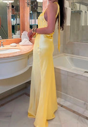 Sexy Solid Color Backless Slit Sleeveless round Neck Tight Temperament Dress