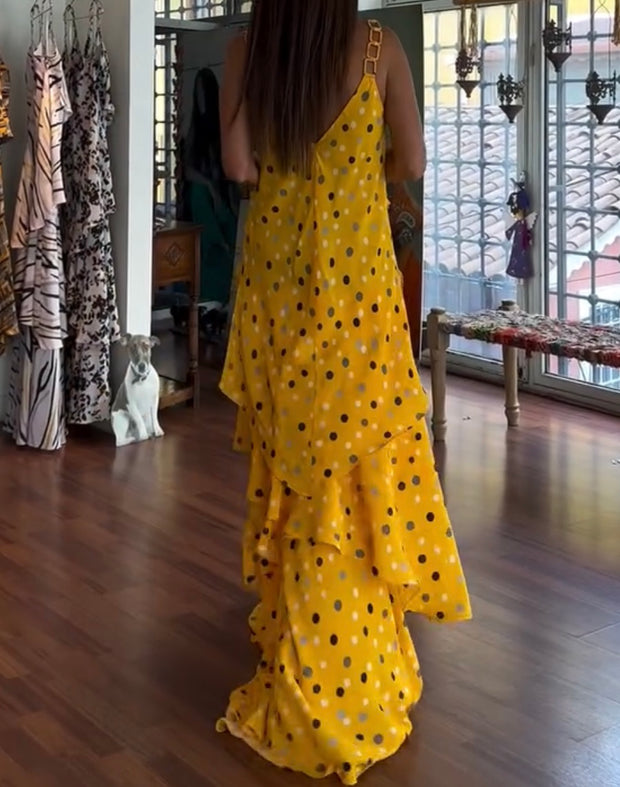 Sexy Buckle Suspenders Polka Dot Cake Dress