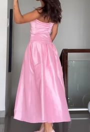 Sexy Tube Top Satin High Waist Dress