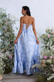 The Charlotte Dress in Chambray Blue Baroque