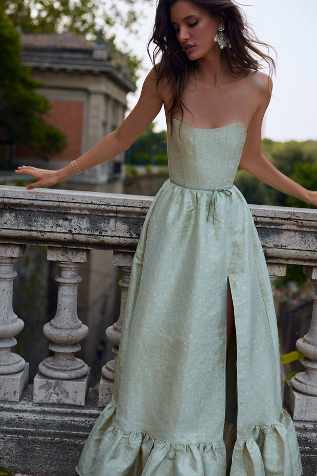 The Charlotte Dress in Sage Duchess
