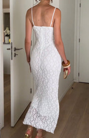 Elegant Translucent Lace Slim Strap Dress