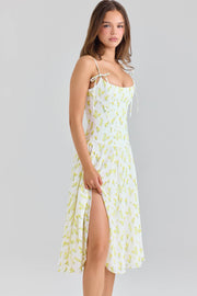 Sexy Spaghetti-Strap Floral Print Bow Holiday Dress
