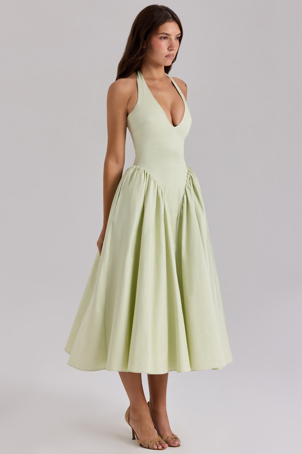 Sexy Halter Stitching Solid Color Dress