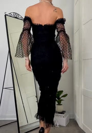 Mesh See-through Dress High-End Pleated Hip Skirt