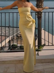 Fashion Sexy Slim Tube Top Three-Dimensional Flower Dress