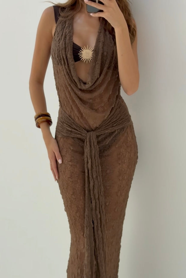 Sexy Hot Girl Lace See-through Pure Desire Lace-up Tube Top Irregular Medium Wrapped Skirt