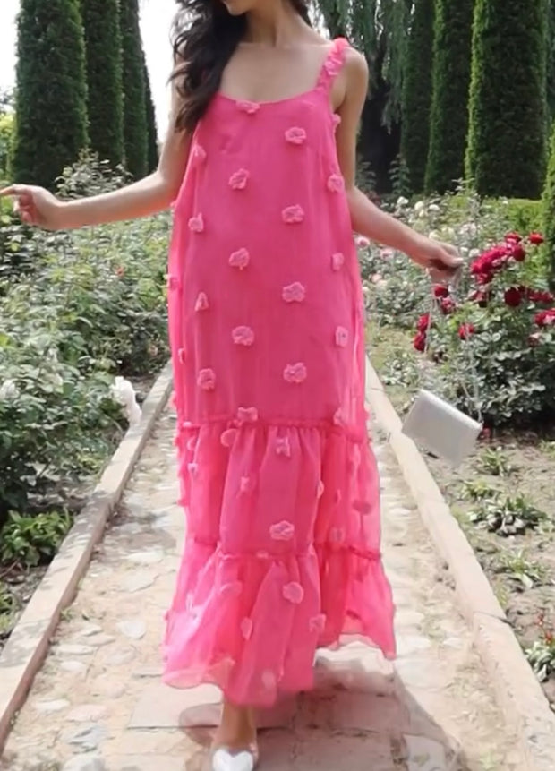 Sexy One-Neck Three-Dimensional Flower Swing Dress