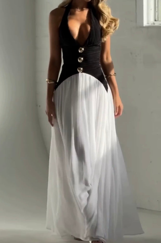 Sexy Halter V-neck Double-Piece Dress