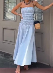 Sexy Tube Top Pleated Waist Dress