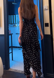 Ruffled Polka Dot Brace Dress