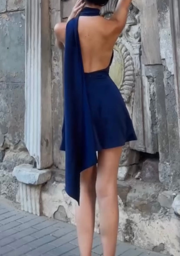 Elegant Halter Waist Ribbon Dress