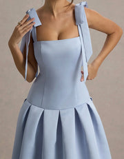 Graceful Bow Tube Top High Waist Irregular Spaghetti-Strap Dress