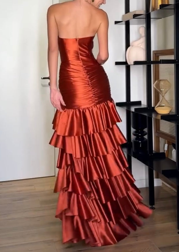 Elegant Satin Split Cake Dress